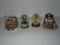 Lot - 2 Snow Globes & 2 Crystal Fall Village Pieces.  See pictures