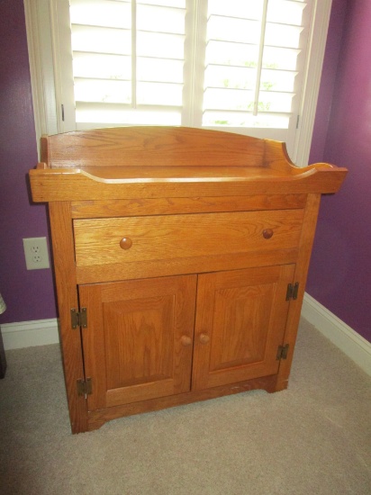 Nice Oak Washstand - 1 Drawer Over Cabinet  Base  35" W x 23 1/2" W x 17 1/2" T,