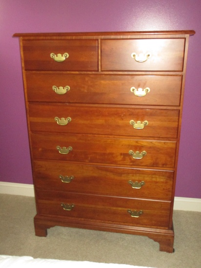 7 Drawer Cherry Chest w/Traditional Pulls   53 1/2" T x 38" W x 19" D