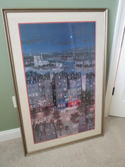 Michel Delacroix "Paris La Nuit" Print.  Framed Overall Approx. 45" x 30"