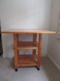 Pine Microwave Stand on Casters 2/One Drop Leaf.  30