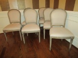 6 Sheridan Design Upholstered Dining Chairs w/Rustic Finish.  Few minor nicks