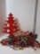 Lot - Christmas Décor.  Bead Garland, Christmas Tree Stand w/Miniature Ornaments