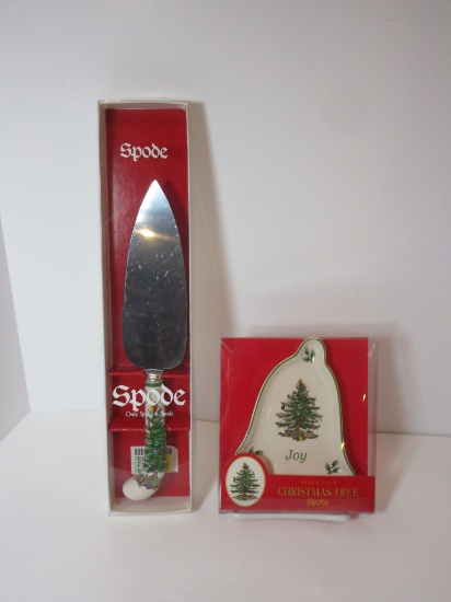 Spode "Christmas Tree" Lot - Pastry Server & 4 1/2" Bell Tray