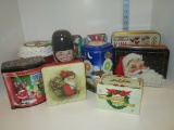 Lot - Misc. Christmas Tins & Plastic Boxes