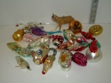 Lot - Misc. Christmas Glass Ornaments - Designs Include:  Cat, Monkey, Fish, Clowns,