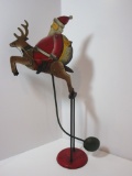 Santa & Reindeer Nodder Painted Iron - Approx. 18