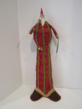 Really Cool & Different Santa - Made of Felt, Straw & Wood w/Tin Accents