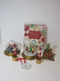 Lot - Misc. Christmas Décor.  2-Wooden Santa Push Toys Made in Italy, Rudolph &