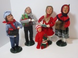 Lot - 4 Byers Choice Carolers © 1995 - 1998 & 2001.  Red Sleeper not marked.   5 1/2