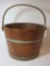 Vintage Wooden Bucket w/Tin Bands & Wood Handle   9 1/2