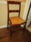 Early Slat Back Wooden Chair w/Cane Seat