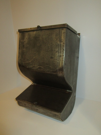 Early Tin Flour Bin - Possibly from Hoosier     13 1/2" T x 8 1/2W