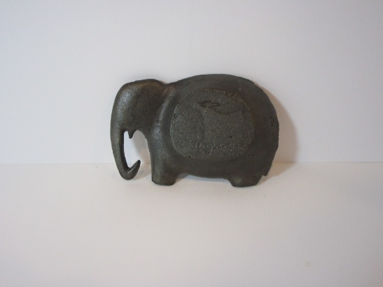 Small Pewter Elephant Art Tray - Truck Down     3 5/8"