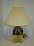 Lovely Etched Brass Footed Lamp    21