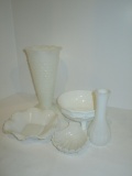 Milk Glass Lot - Vases & Bowls - See Pictures