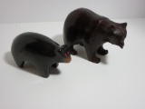 Bear Lot - Carved Wood Bear, Native American Pottery Bear  - See pictures