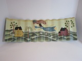 Curled Tin Patriots Countryside Hand Painted Scene  8