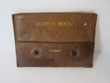 Leather War Ration Pouch w/Ration Books & Coins