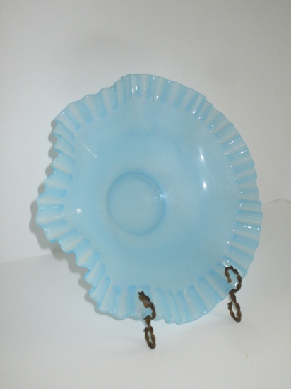 Early Blue Fenton Bowl w/Ruffled Edge   5 1/2"