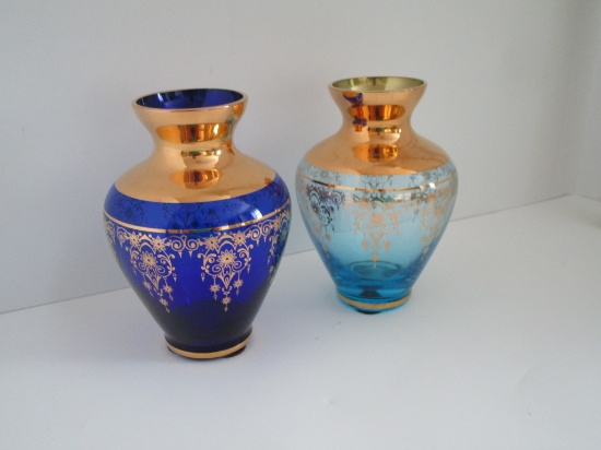 Pair Gilt Victorian Style Vases  5 1/2"