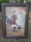 Artist Signed (Daosen?) Oil on Canvas of Western Cowboy Roping a Cow  Framed 44