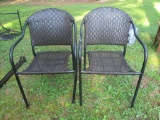 Pair Patio Chairs w/Plastic Woven Seats