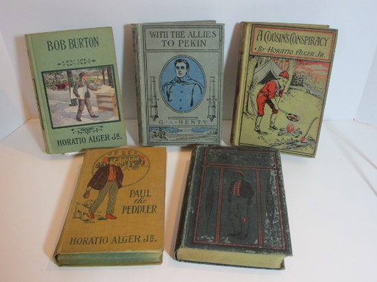 Lot - Vintage Books.  4 by Horatio Alger Jr.  Bob Burton, A Cousin's Conspiracy,