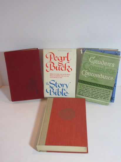 Lot - Books  The Story Bible, The Human Comedy, The Age of Fable, & Cruden's Complete