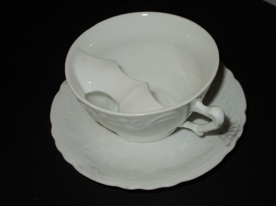 Porcelain Mustache Cup w/Underplate.  Chip on Underplate.