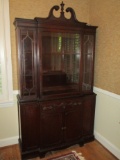 Beautiful Mahogany Breakfront China Cabinet with Arched Pediment