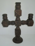 Wood Carved 3 Arm Candleholder - Spanish Influence