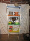 Colorful Metal Shelf with Contents