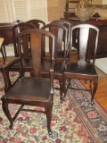 Lot- Mahogany Slat Back Dining Chairs with Vinyl Upholstered Seats