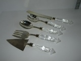 Lot - Crystal Handled Serving Pieces