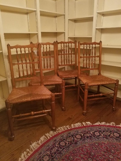 4 English Yorkshire Chairs - Maple w/Rush Seats - Great Condition