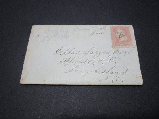 Scott 65 - Post Civil War Letter Dated June 5, 1866 - Pen Cancel - Green Oak