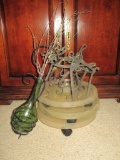 Lot - Garden Supplies - Small Iron Stands, Metal Sconce w/Glass,