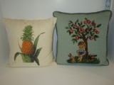 Lot - Pillows - Needlepoint & Painted