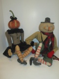 Lot - Mr. & Mrs. Halloween Pumpkin Cloth Dolls by Gathered Traditions