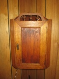 Early Oak Stick & Ball Corner Hanging Wall Cabinet  18