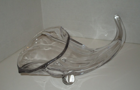 Duncan Miller "Sanibel" Glass Cornucopia Vase - 5" X 14"