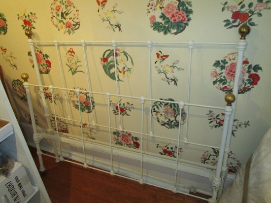 Metal Bed - Full Size - Painted white - Complete with Side Rails