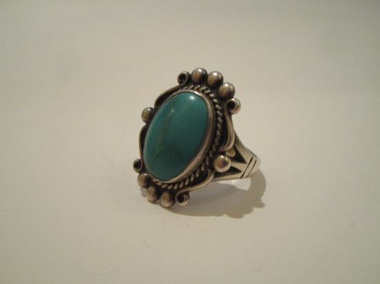 Sterling Ladies Turquoise Ring - size 9