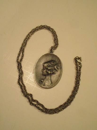 Pewter Cameo Pendant on Chain