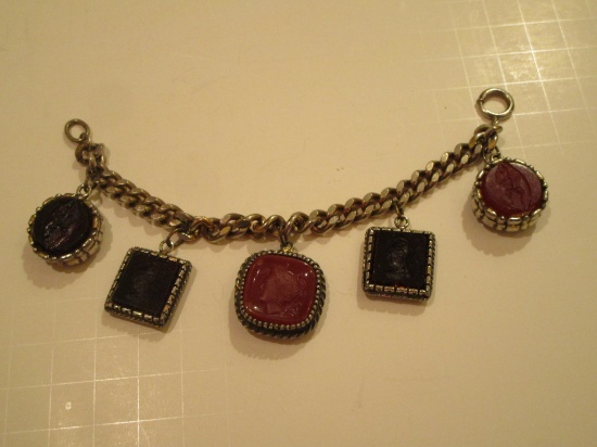 Charm Bracelet w/ Intaglio Charms 6 1/2"