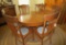 Tiger Oak Dining Table w/3 leaves, 6 Spindle Back Chairs