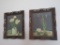 Pair Vintage Floral Prints Framed Approx. 13 1/2