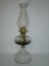 Pressed Glass Oil Lamp w/Glass Chimney Approx. 18
