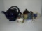 Lot Teapots & Other.  Retro Hall China Teapot, Brown Glaze Teapot,